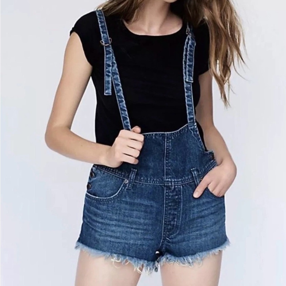 We the Free denim shortalls with frayed hem 24